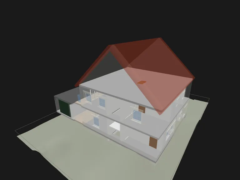 3D-Modell des Vorentwurfs mit transparenten Außenwänden – als IFC weitergegeben