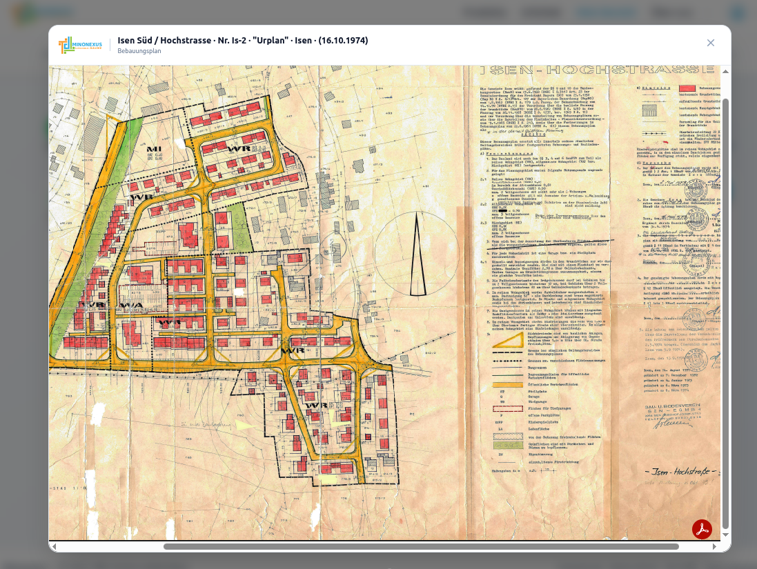 MinoSketch – Anzeige des Bebauungsplans